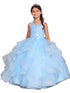 Girls Multi Color Illusion Neckline Lace Applique Trim Pageant Dress 2-12 - SophiasStyle.com